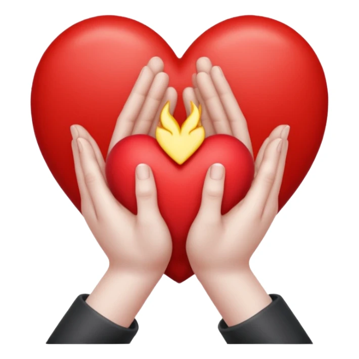 Red heart in praying hands sticker