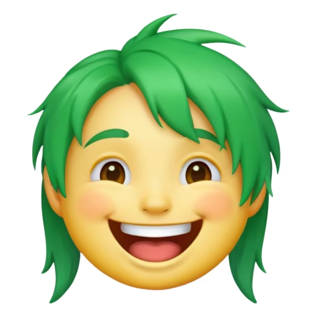 laughing emoji with green hair  sticker