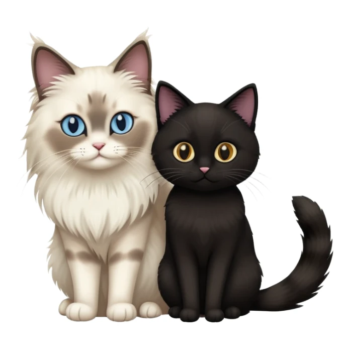 A ragdoll cat and a black cat together sticker