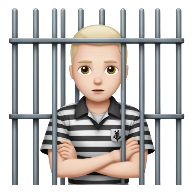 criminal in jail behind bars the bars should be in front of the person sticker