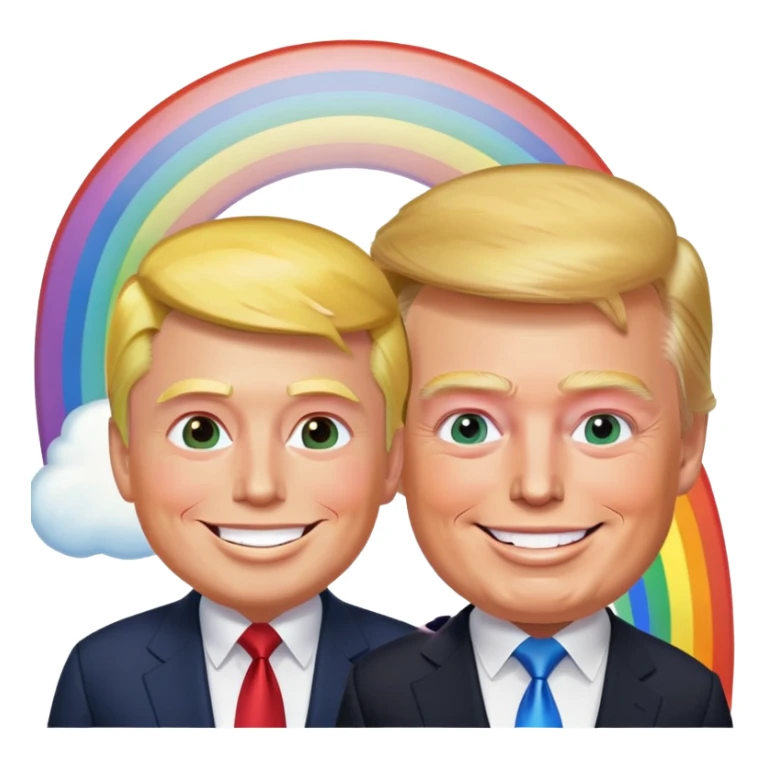 Donald trump and Elon musk with a rainbow  sticker