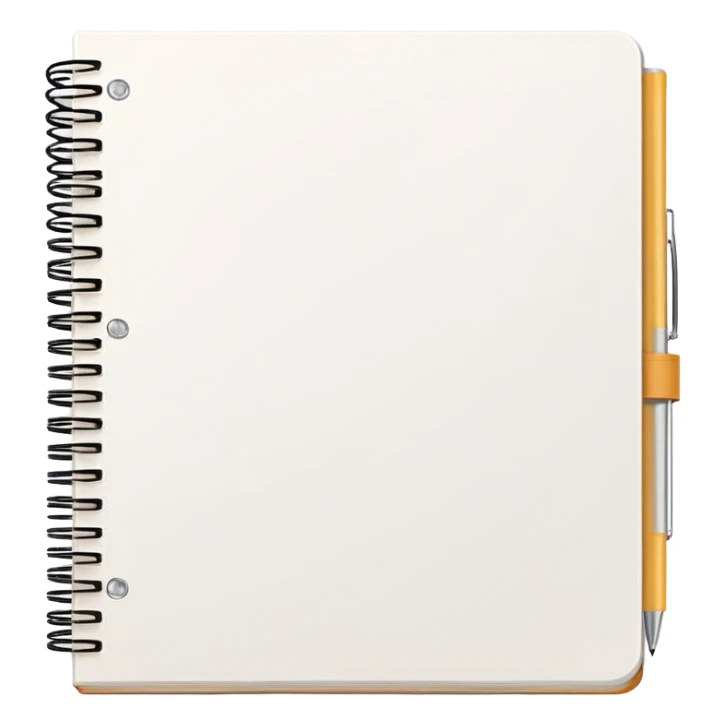 A flat-style illustration of a spiral-bound school planner or notebook with a clean cover and subtle page lines, symbolizing K–12 teaching. Minimal, cartoon style, white background, iOS emoji aesthetic. sticker
