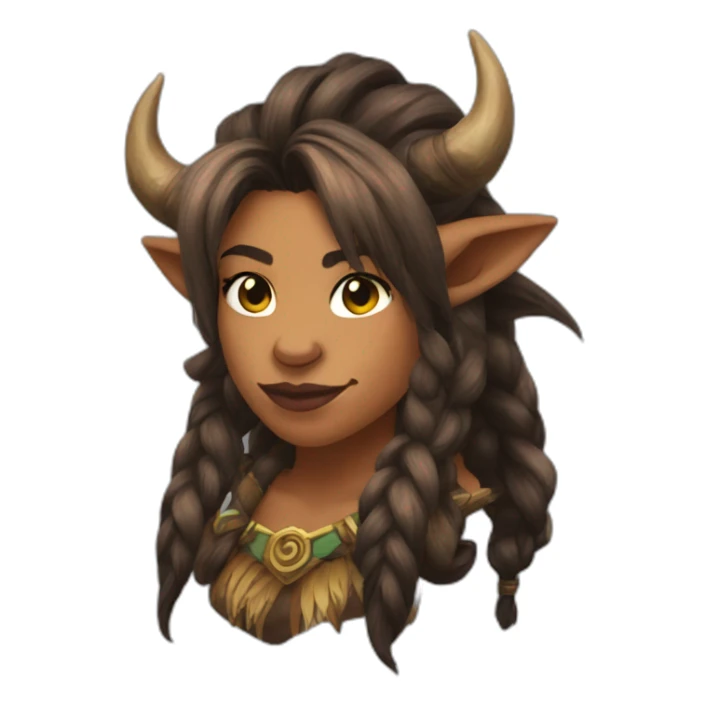female tauren warcraft braided hair sticker