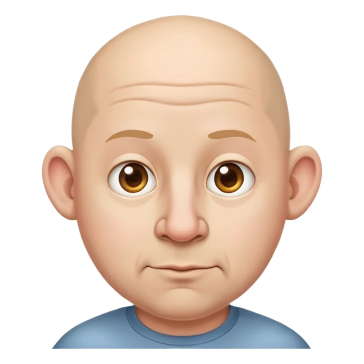 Bald guy with big ears, big nose and a little fatty sticker