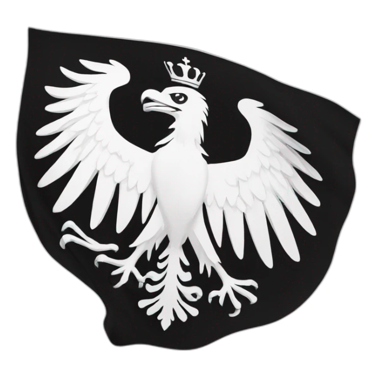 flag of prussia in black and white with an eagle in the middle sticker