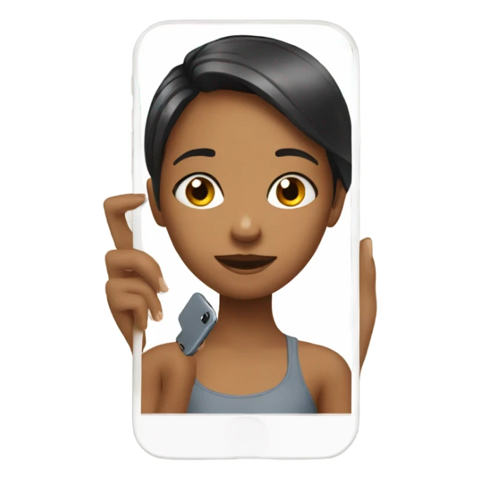 Girl in mirror holding phone sticker