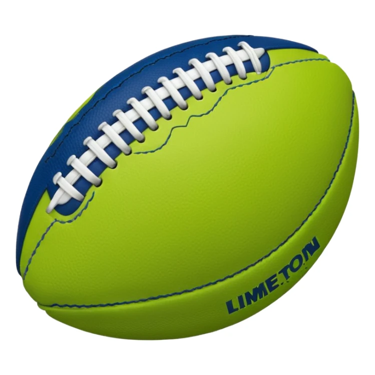 American football with lime green leather and navy-blue stitching sticker
