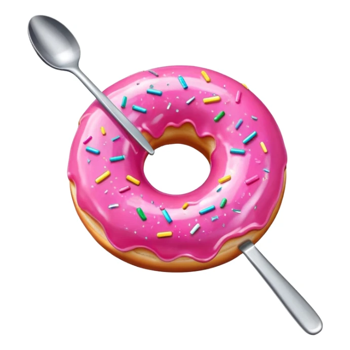 Pink donut wrapped in glitter eating a spoon sticker