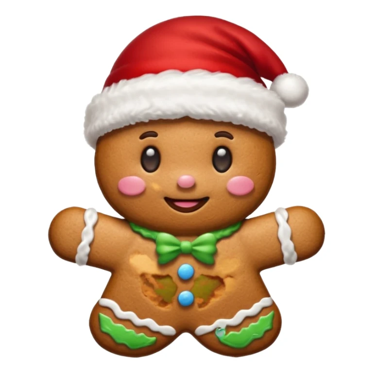 gingerbread cookie in red hat of santa shape sticker
