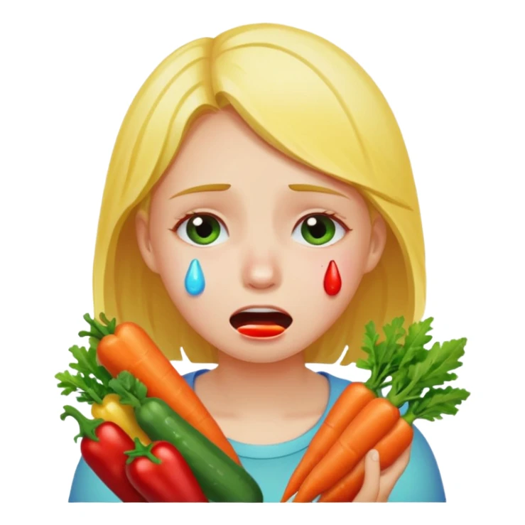 девушка ест разные овощи большое разнообразие овощей и плачет sticker