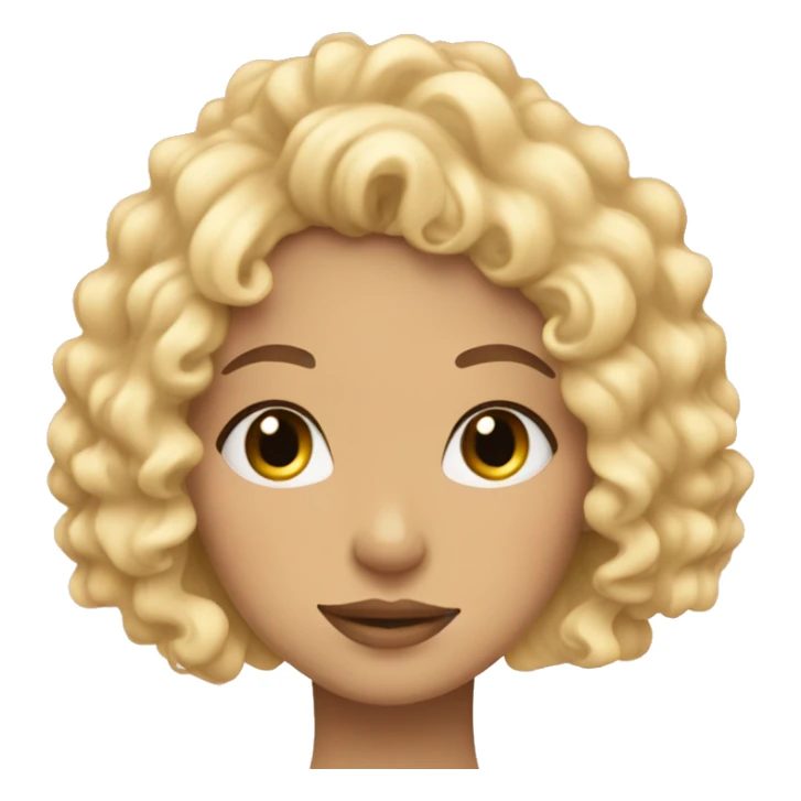 Curly blonde woman in pastel colors with hearts and bangs sticker