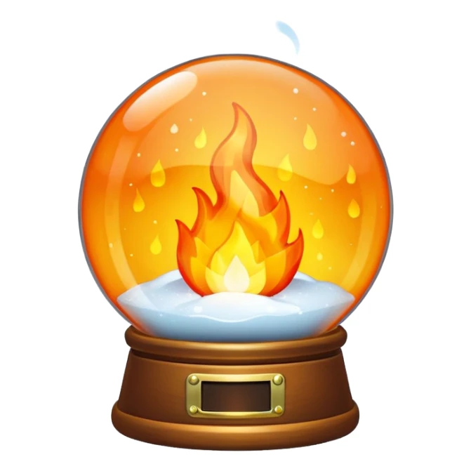 Can you make a snow globe emoji with a flame in it sticker