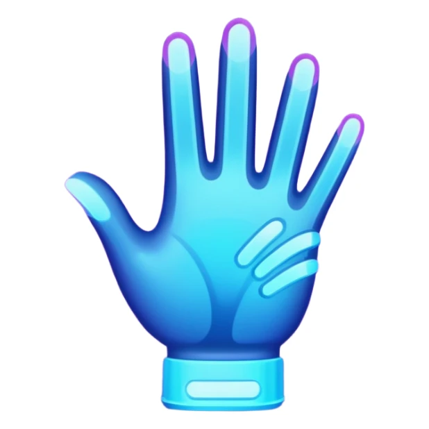 Futuristic glowing applause, purple and blue glow, dark background sticker