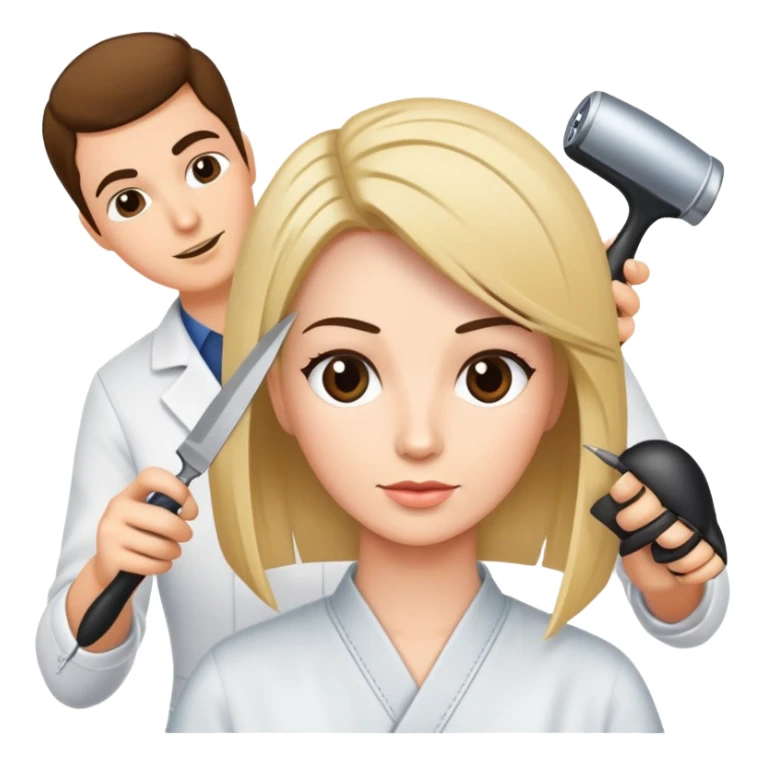 hair stylist teacher showing cutting techniques to students sticker