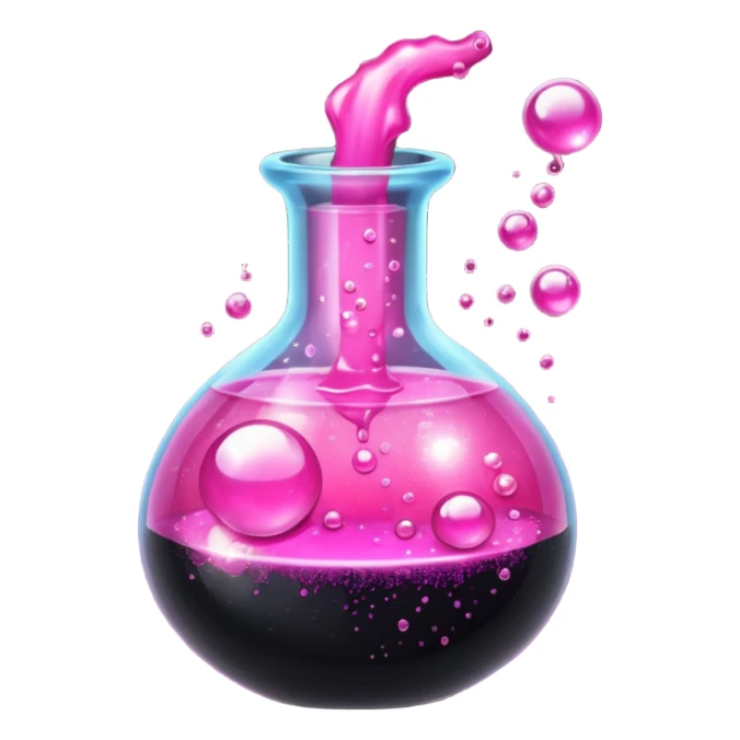 Black hot pink magical potion with sparkles and glitter sticker