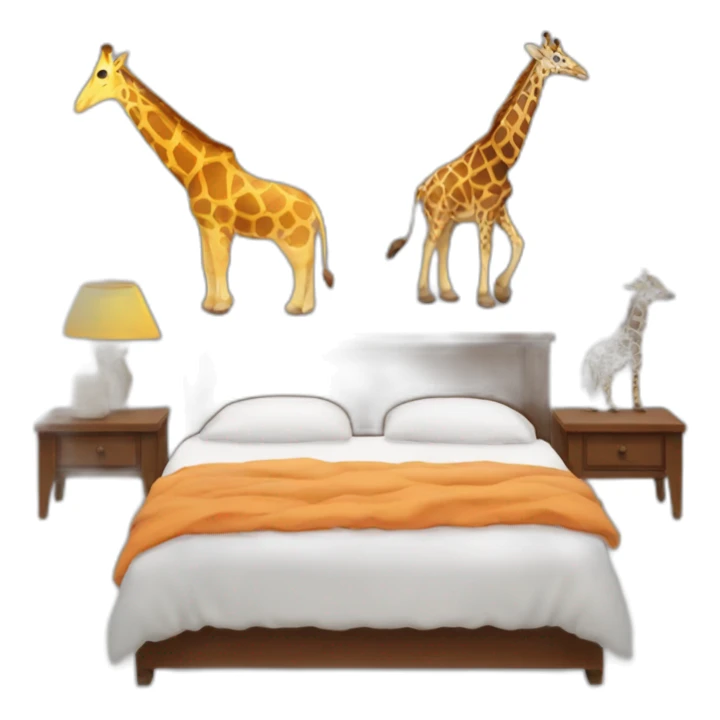 A bed with a lot animals on it, a elephant, a giraffe sticker