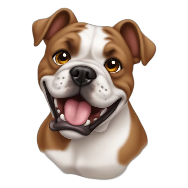 Buldog frances grande, trompa negra, cara marron y orejas marrones paradas, sacando la lengua sticker