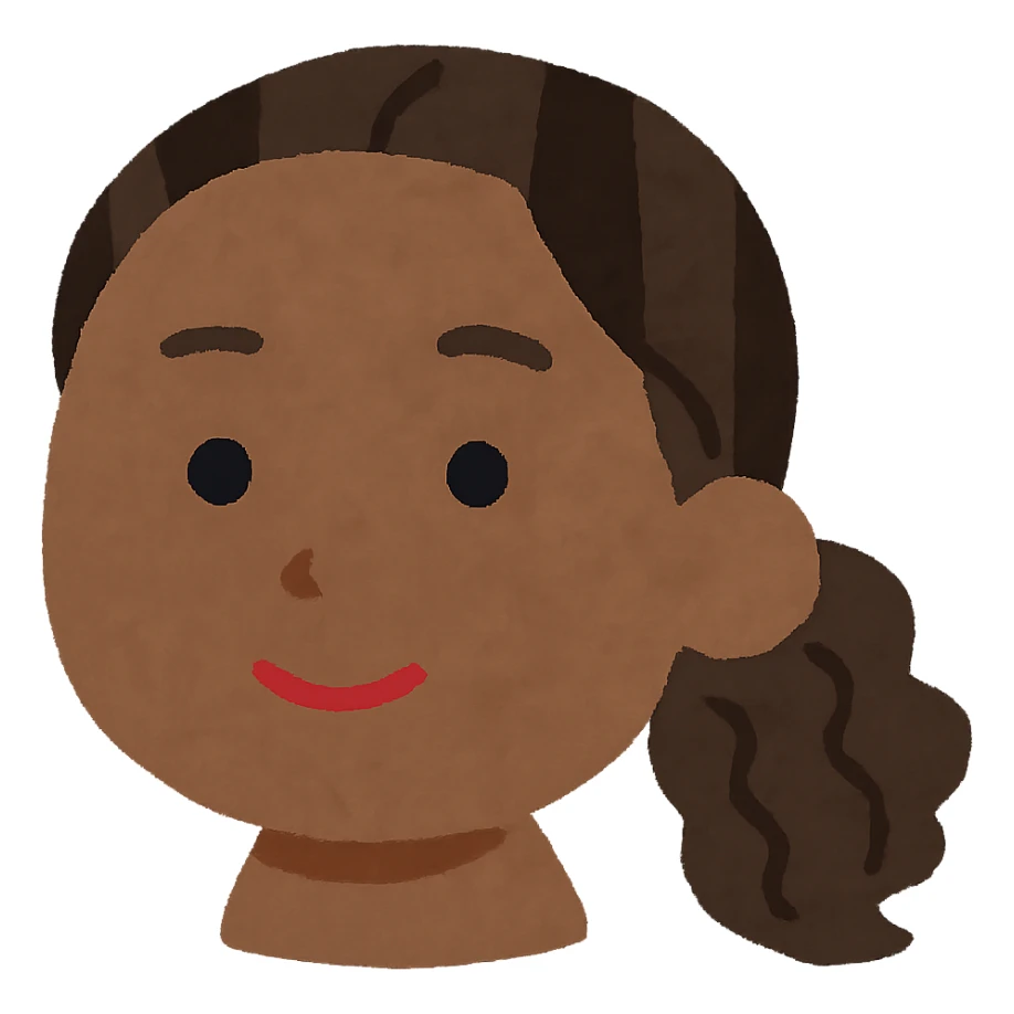 Edit the image in the style of Irasutoya with soft colors, round face, simple features, and a friendly expression. Make Zendaya's skin color darker while keeping the style consistent. No neck visible. Transparent background. sticker
