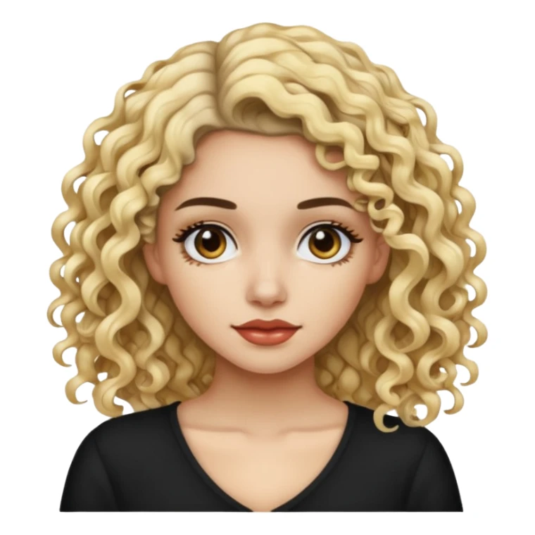 split dye leftside blonde rightside black curly hair, pretty pale Latina bratz baddie sticker