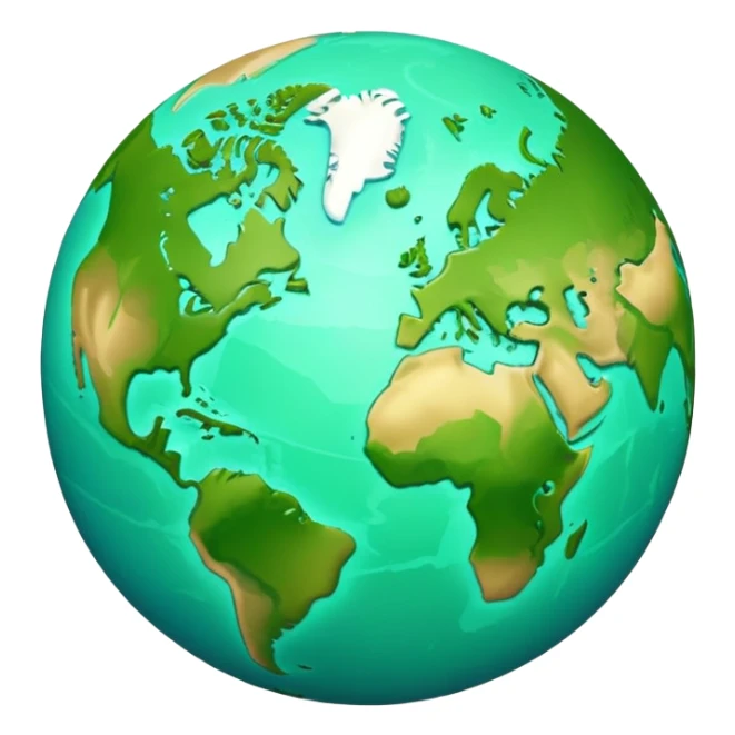 Earth globe with green continents forming a highly stylized, artistic version of the number 812, with exaggerated curves and shapes, iOS emoji style sticker