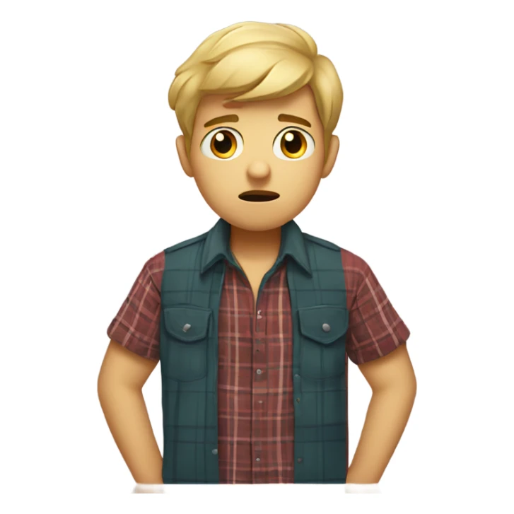 boy in plaid shirt sad sticker
