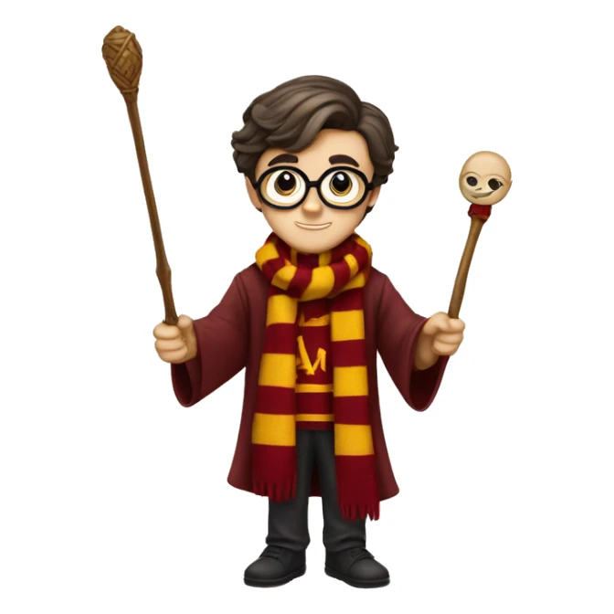 Harry Potter in griffindor scarf with magic wand sticker