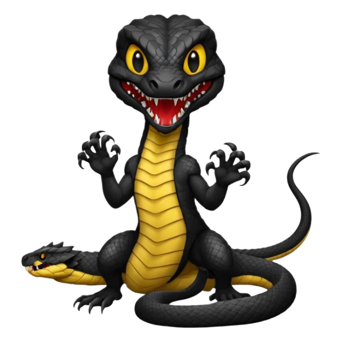 full body of black viper with fangs, front face  sticker