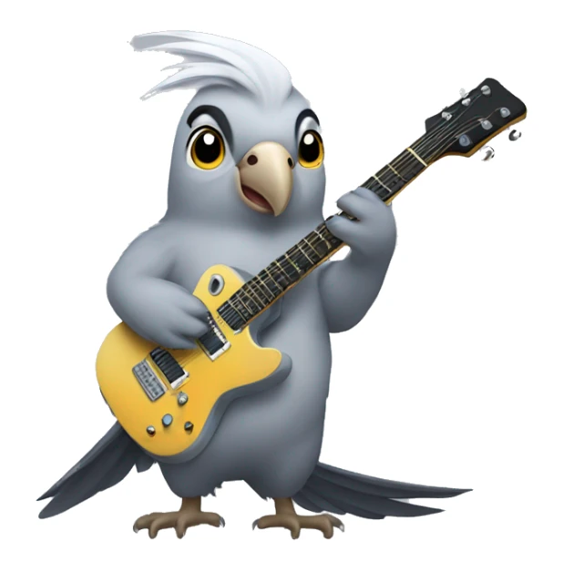 All grey cockatiel playing electric guitar sticker