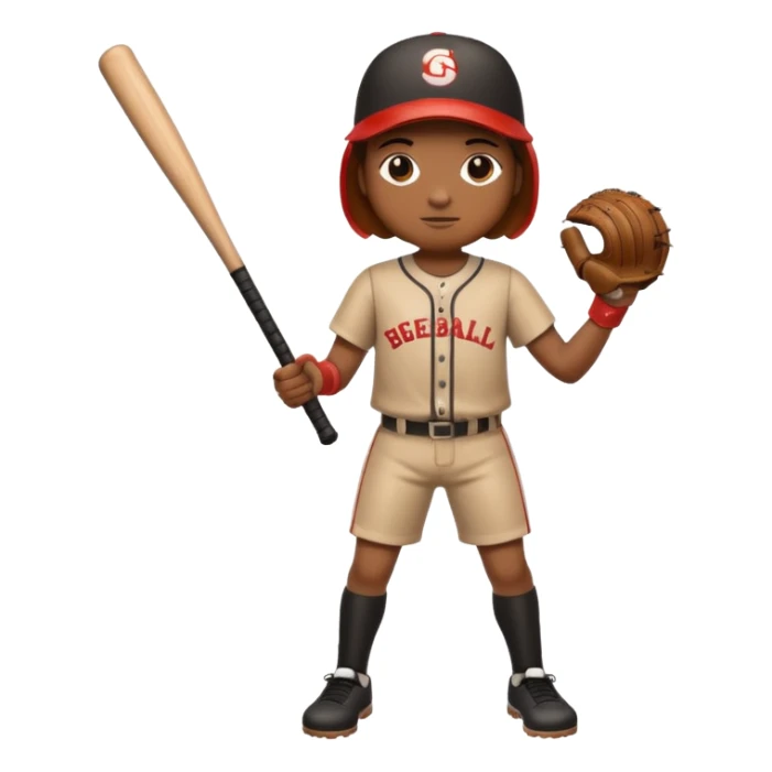A 🪵 with a face has arms and legs holding a baseball bat  sticker