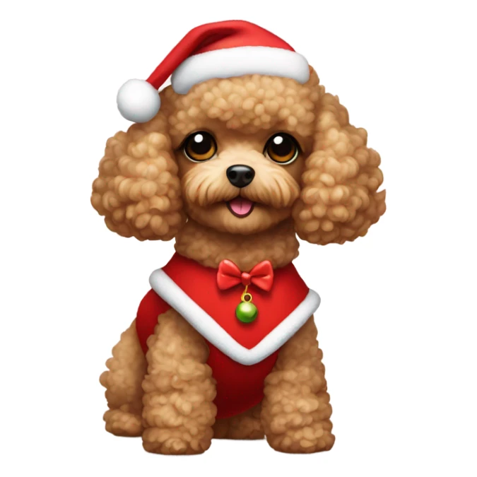 Cute Toy Poodle in a Christmas dress sticker