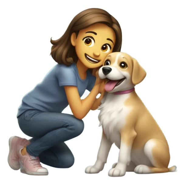 smiling girl with dog outdoors sticker