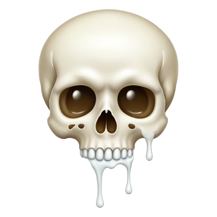 skull emoji with milk dripping out of its mouth sticker
