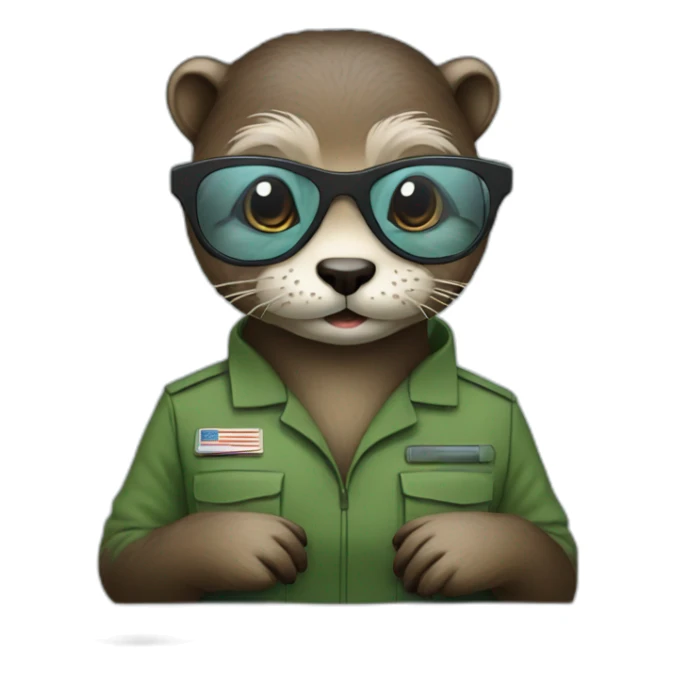 female vet otter with glasses use a macbook sticker