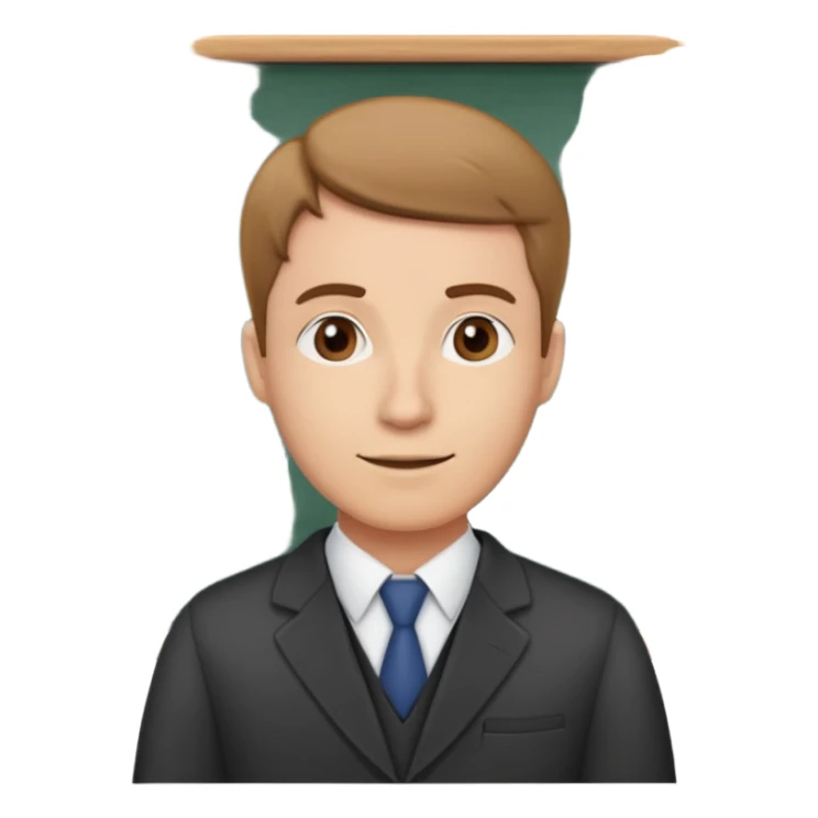 English teacher at a chalkboard with ABC written on it sticker