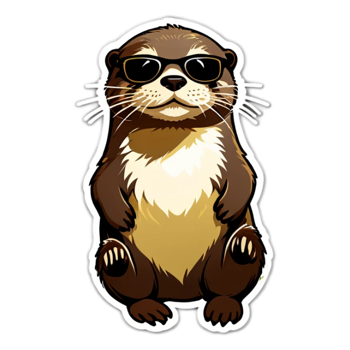 Otter mit Sonnenbrille und goldkette  sticker