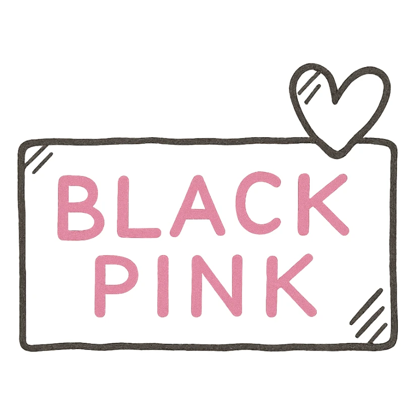 BLACKPINK-inspired object, black and pink colors, sketchy and artistic hand-drawn icon sticker