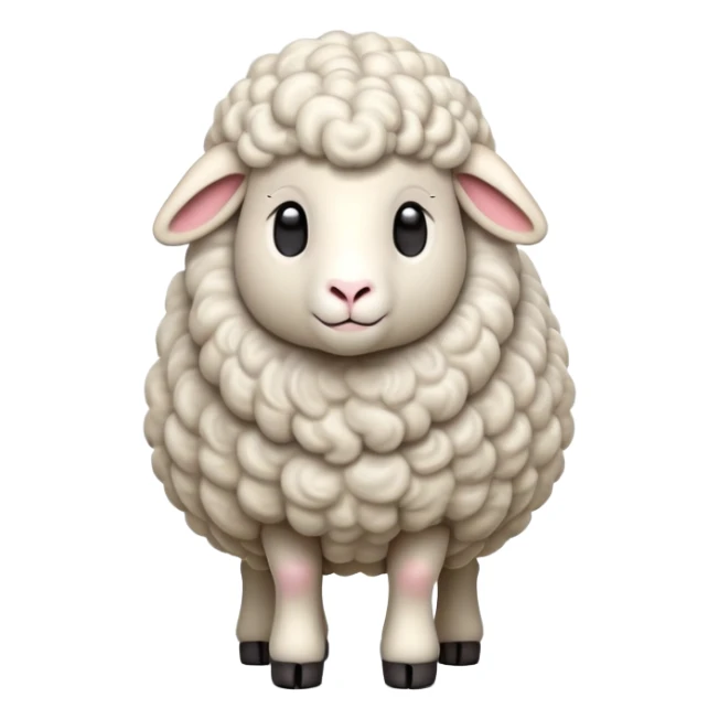 cinematic-[realistic sheep]-realistic-full-body-standing-emoji,-tail-flicking-lazily,-head-tilted-dramatically,-curly-[white]-fur,-simplified-yet-realistic-focused-features,-highly-detailed,-glowing-with-an-almost-sarcastic-glow sticker