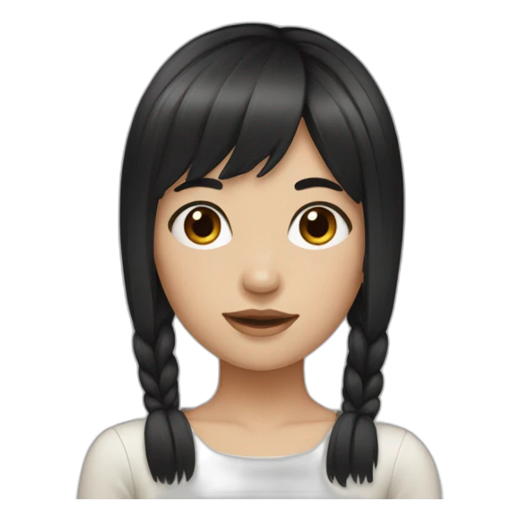 Girl with black korean hair sticker