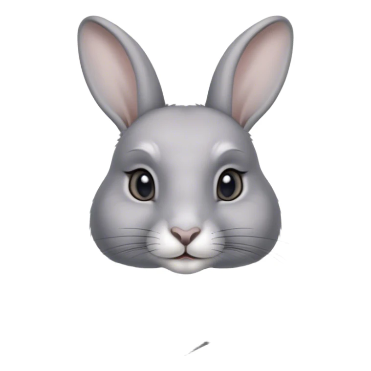 Cinematic Noble Grey Rabbit Portrait Emoji, Poised and regal, with a compact, graceful build and a smooth, elegant grey fur, long, delicate ears and deep-set soulful grey eyes, Simplified yet sharp and sophisticated features, highly detailed, glowing with a soft, dignified glow, high shine, intelligent and serene, stylized with an air of refined subtlety, focused and attentive, soft glowing outline, capturing the essence of a watchful and confident companion, so majestic it feels as though it could hop out of the screen with effortless authority! sticker