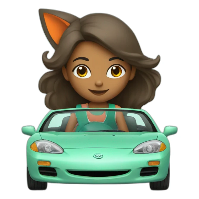 girl with fox years driving a mint mazda sticker
