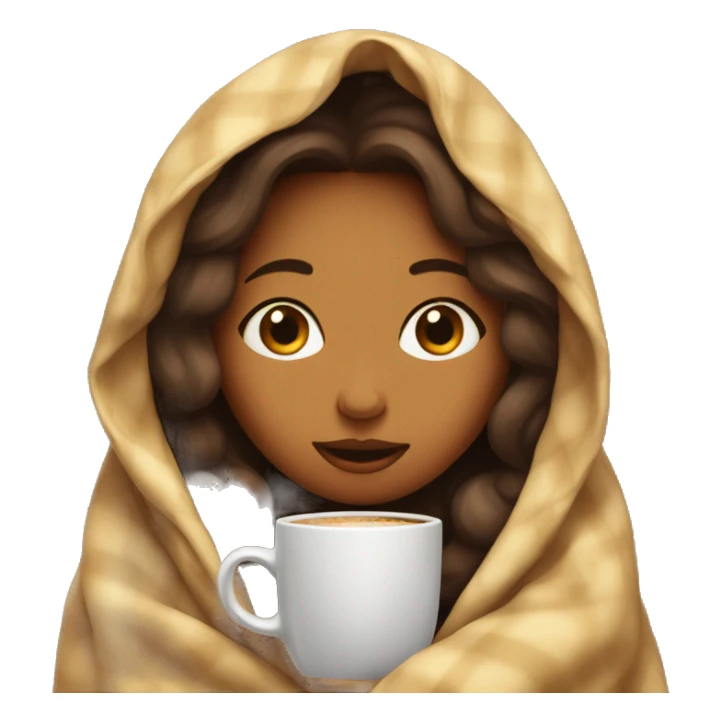 girl inside a blanket sipping coffee eyes closed sticker