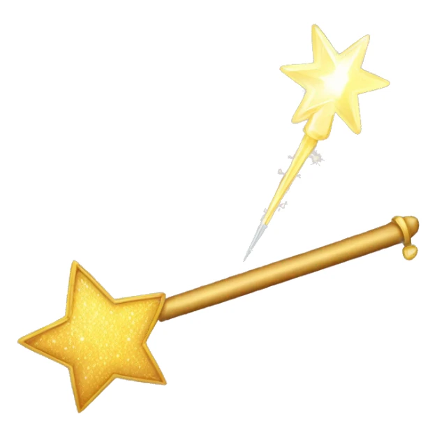 A wand with sparkles next to it indicating magic sticker