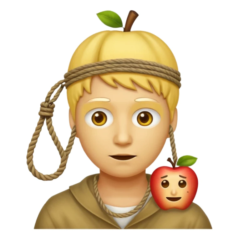 😔 with noose around neck. Apple themed emoji with regular yellowish skin(not completely yellow) only head sticker