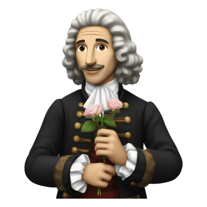 Molière holding a rose in his hand sticker