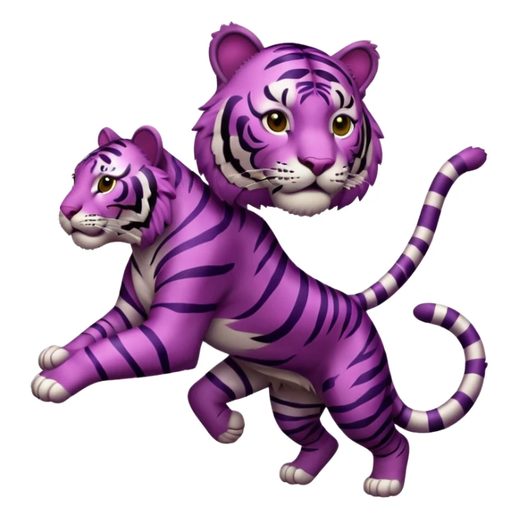 purple furred tiger with burgundy stripes jumping sticker