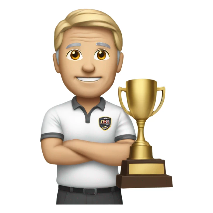 Football coach with trophy sticker