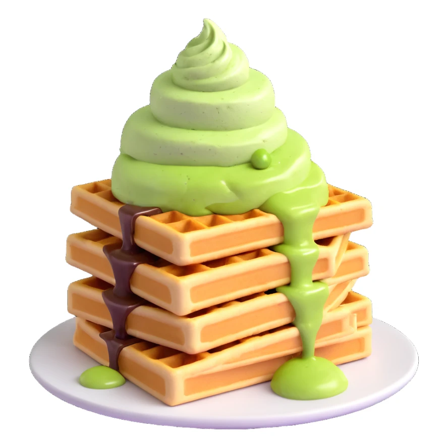 matcha ice cream on a stack of waffles sticker