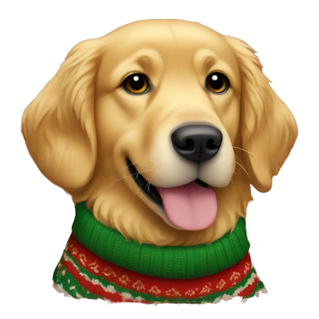 Golden Retriever wearing a Christmas sweater sticker