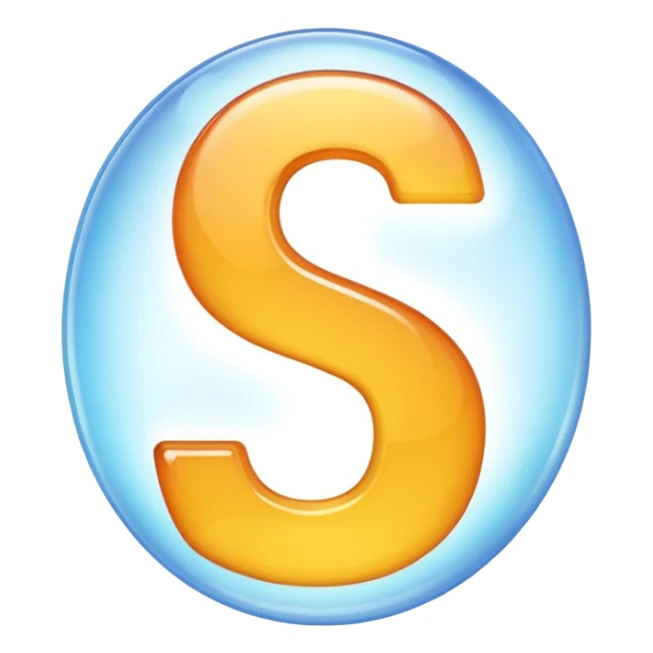 The letter S in a light emoji bubble sticker