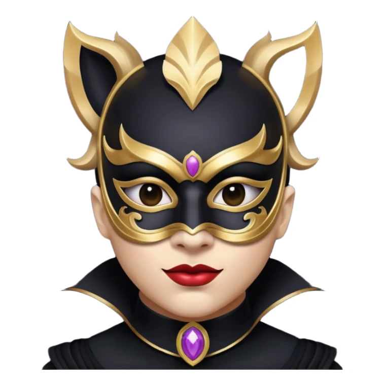 masked circus acrobat portrait, head and shoulders only, elegant carnival mask, dark outfit collar, dramatic expression, 3D cartoon, mobile game icon style, clean background, no text, no watermark
 
 sticker